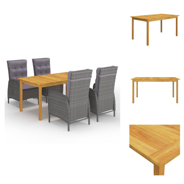 vidaXL 5-dielny záhradný jedálenský set sivý - Záhradné nábytkové zostavy