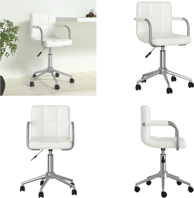 vidaXL Kancelárska stolička otočná biela Imitácia kože - Kancelárska stolička - Kancelárske stoličky - Stoličky