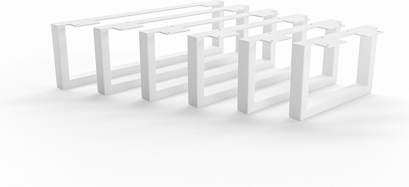 HEVVA - 15 cm hohe Möbelfüße GRAZ - 30 cm Tiefe, Weiß, 2er Set HV-GRAZ-30-W-15-2