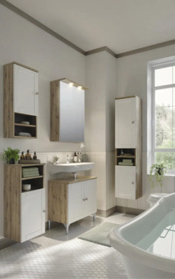 Hochschrank Möbelpartner Jesper BxHxT 30.3x138.3x25.4 cm artisan eiche-mattweiß 155983