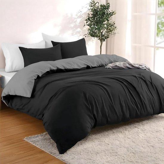 OEM Bettwäsche-Set 260x240 cm in 100% Mikrofaser - Schwarz/Dunkelgrau - 3er-Set - Chemiefrei 2026