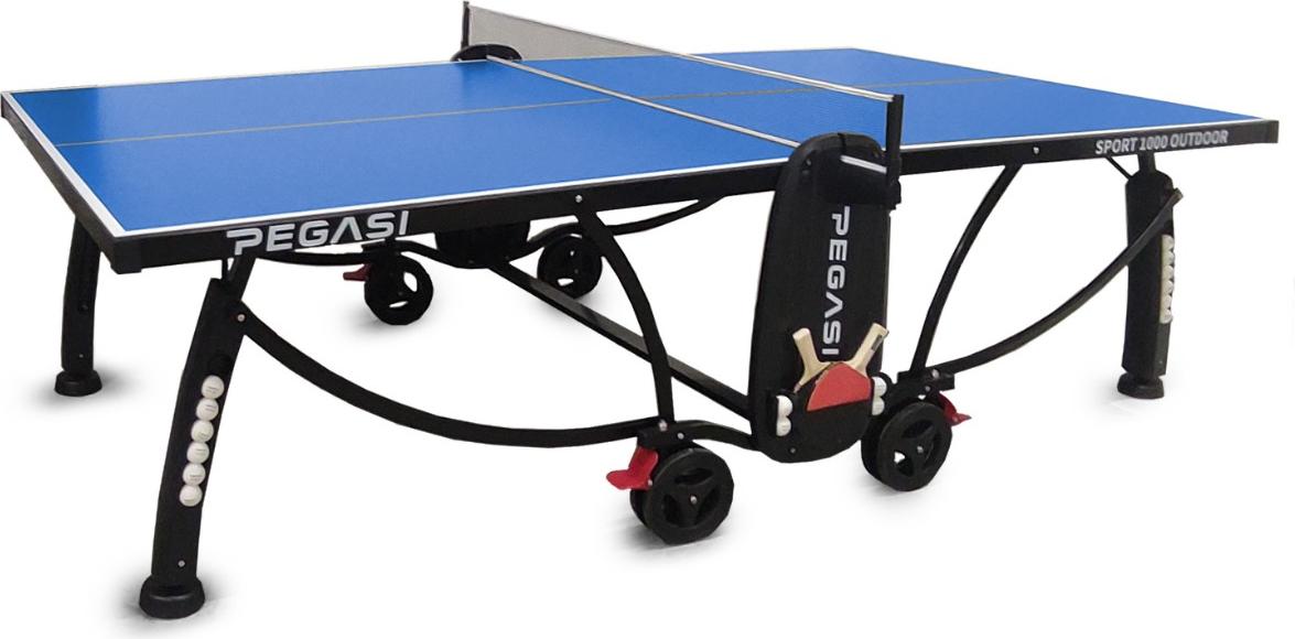 Pegasi Tischtennisplatte 1000 - Outdoor Spiele - Tischtennis - Outdoor Tischtennisplatte - Tischtennistisch Wetterfest - Tischtennisplatte outdoor klappbar - Original - Blau PEG-T1000OUT-BLUE