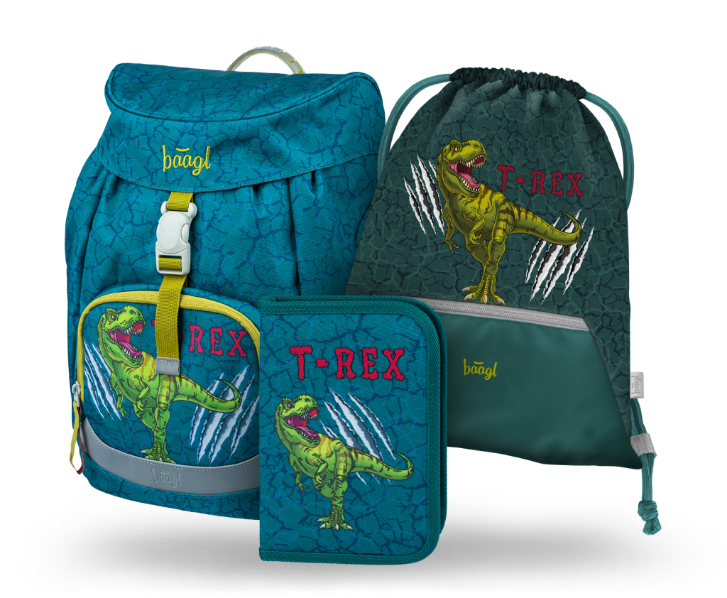 BAAGL SET 3 Airy T-REX: Aktentasche, Federmäppchen, Tasche