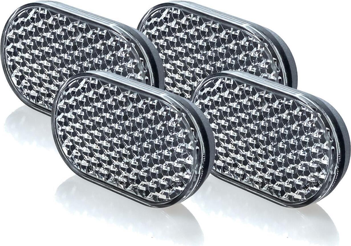 Sonstige 4 Stück Fahrrad Frontreflektor Weitwinkel 60x35 StVZO genormt Weiss