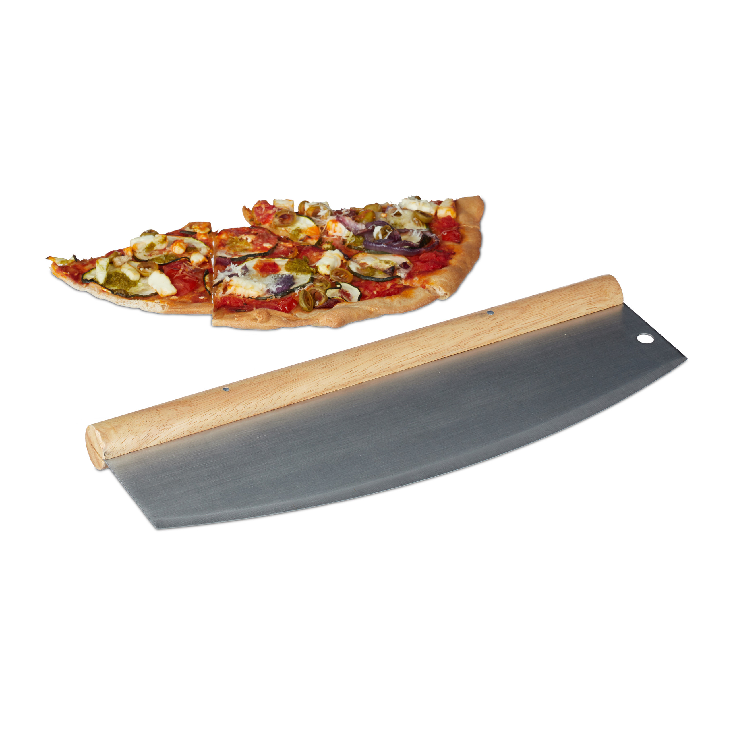 relaxdays Pizza Wiegemesser aus Edelstahl