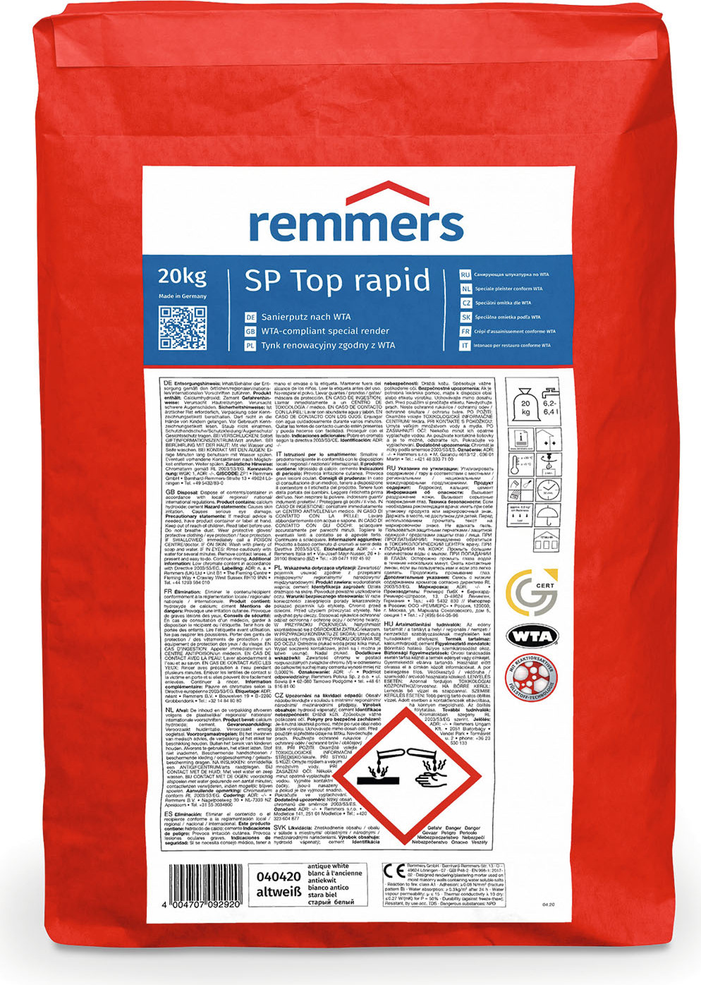 Remmers SP Top rapid | Sanierputz schnell, 20kgX 40420