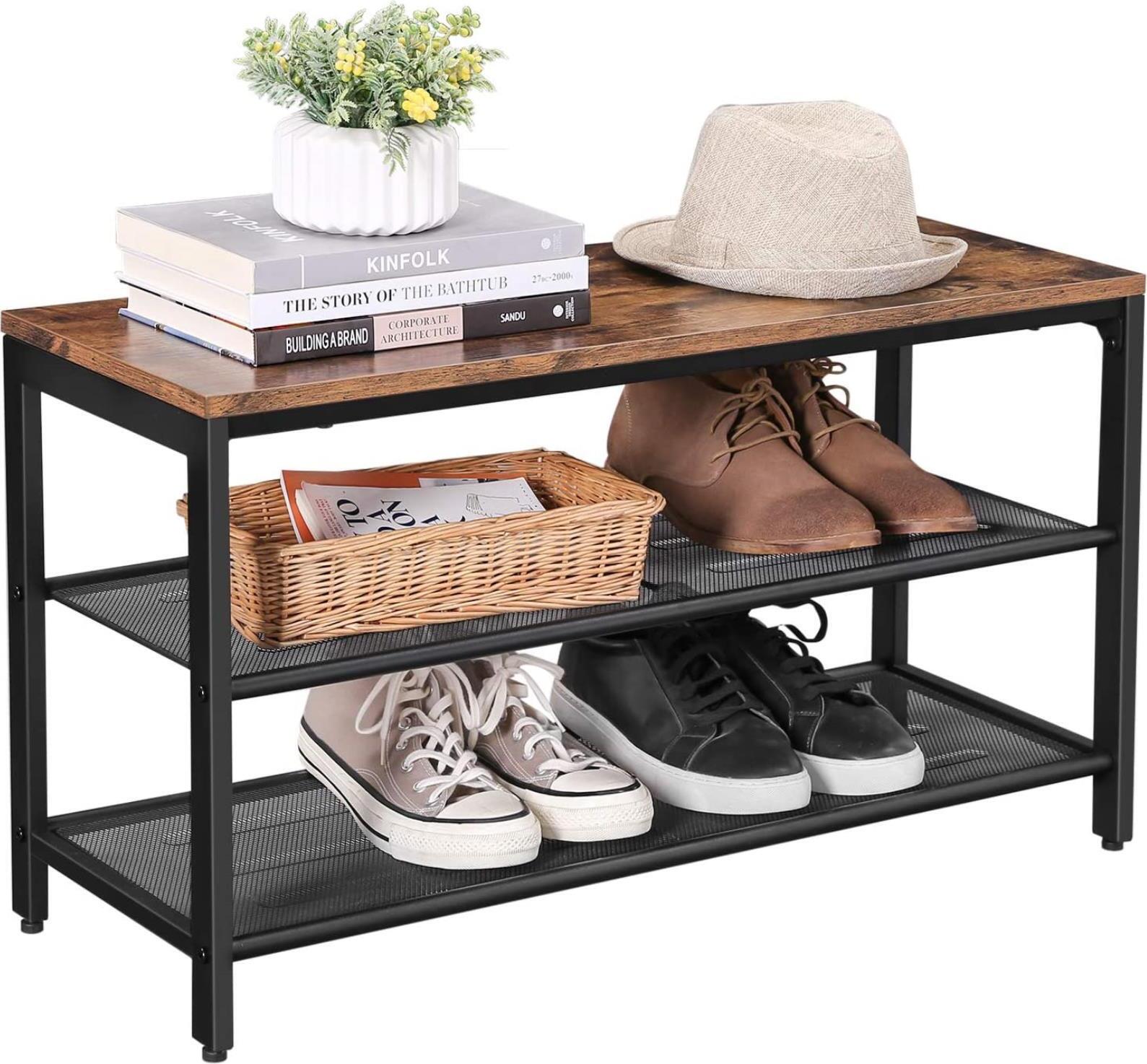 Dunkelbraunes Schuhregal mit Sitz Loft BEGRYF Kaufland.de