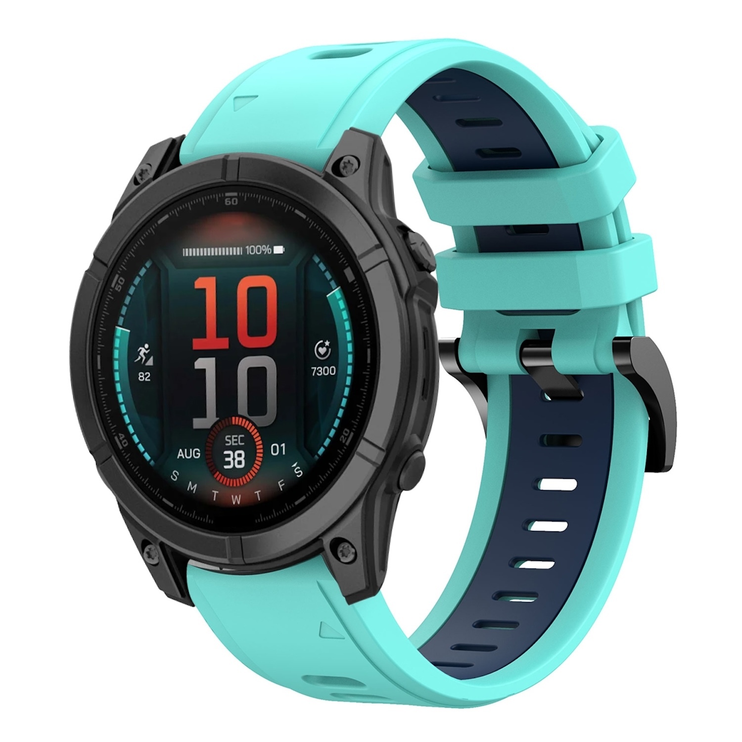 Pre Garmin Fenix E 47mm Dvojfarebný športový silikónový remienok 22mm Turquoise / Dark Blue