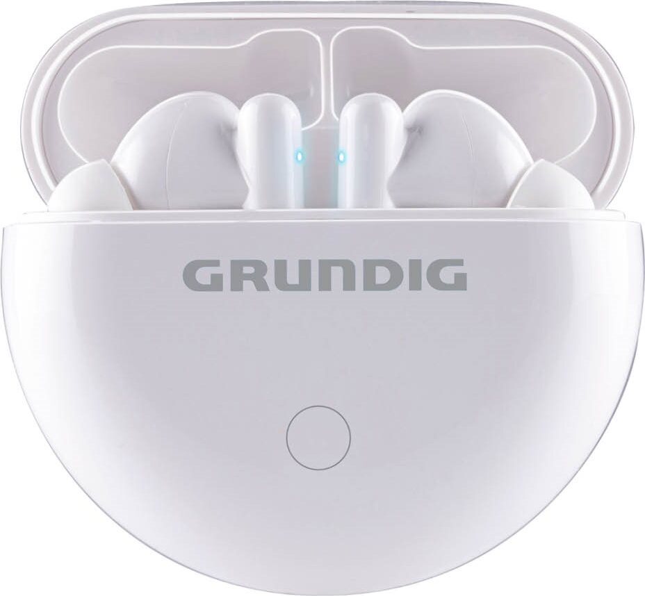 Bezdrôtové slúchadlá Grundig Bluetooth True Wireless Sport Earbuds - slúchadlá s výdržou až 9 hodín prehrávania - rýchle nabíjanie cez USB-C - pohodlné nosenie - biele