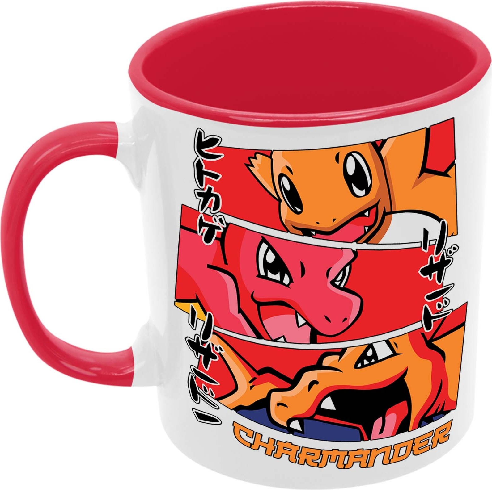 Charmanderstagesv6-07 Hrnček Dar Tasse Mug Anime Manga Japan Animation Pokemon Pikachu Ash Charizard Arbok Charmander Meowth Squirtle, Červená 330 ml