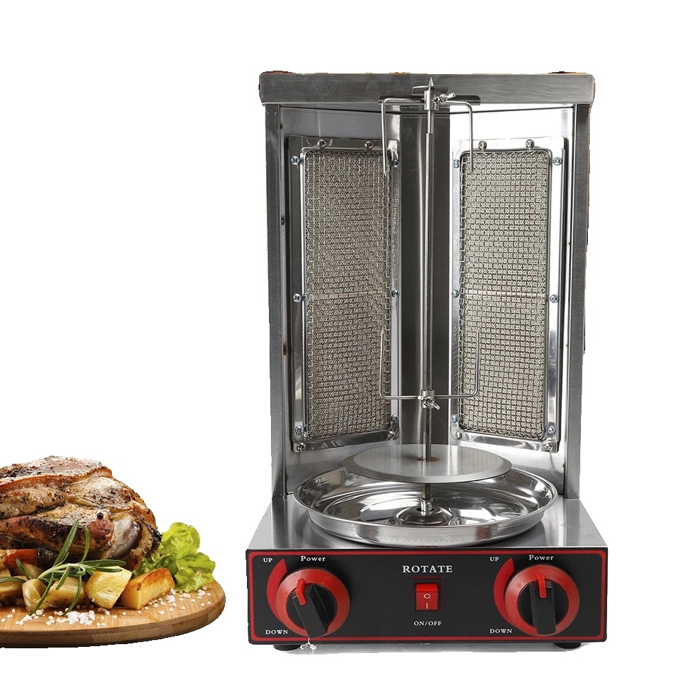 Plynový vertikálny gril Shawarma, 3kW vykurovací výkon, odolná nehrdzavejúca oceľ, kompaktný dizajn,