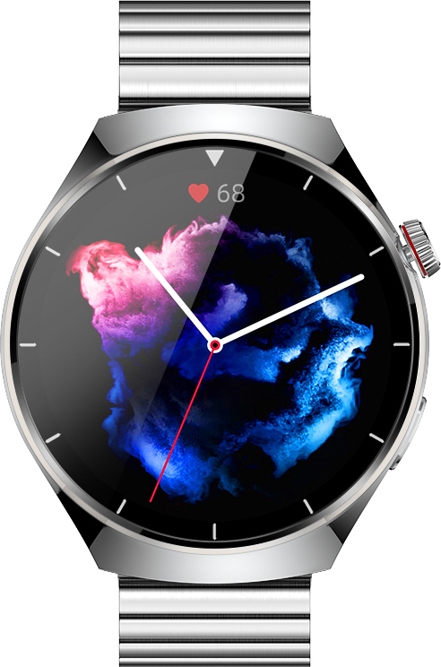 INF SmartWatch, Bluetooth hovor a srdcový tep, krvný tlak a krvný kyslík Sivá + strieborná oceľ