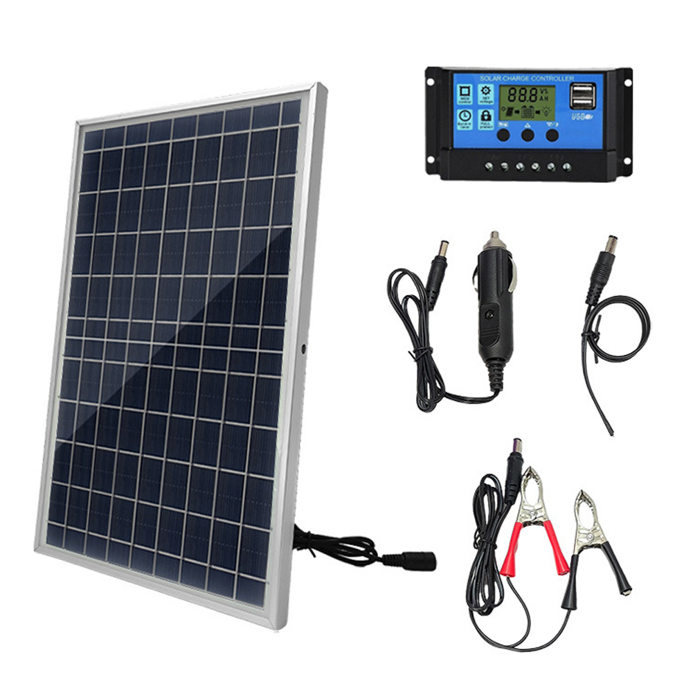 Cocosity 10W Polysilizium-Solarmodul-Set, Solarmodul-Set, Solarmodul, Solarmodul und Solar-Ladegerät-Kit, Solarmodul für Camping, Solarmodul für Reisen, Solarmodul für Auto, Solarmodul für Handy, Outdoor-Notstrom-Zubehör