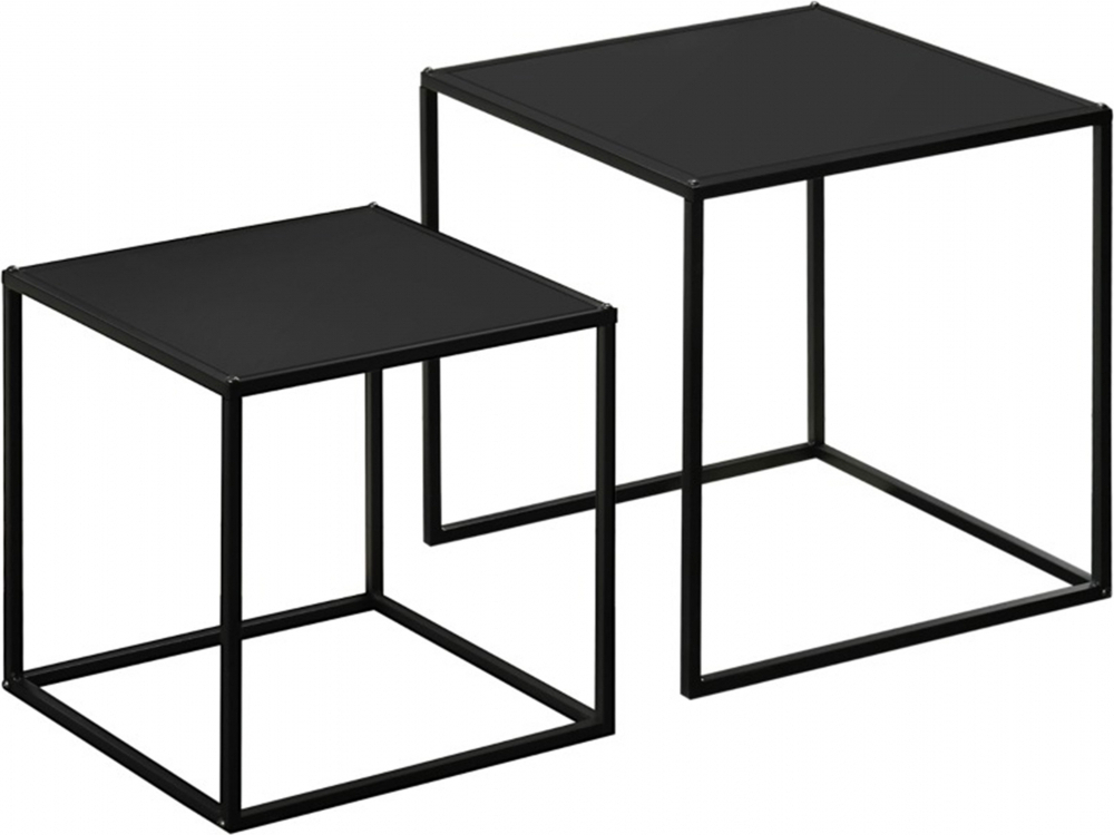 HOMCOM Couchtisch eckig 2er Set, Beistelltisch im modern Design, Stahlgestell, Stapelbar, Wohnzimmertisch Kaffeetisch Sofatisch für Wohnzimmer 839-563V00BK