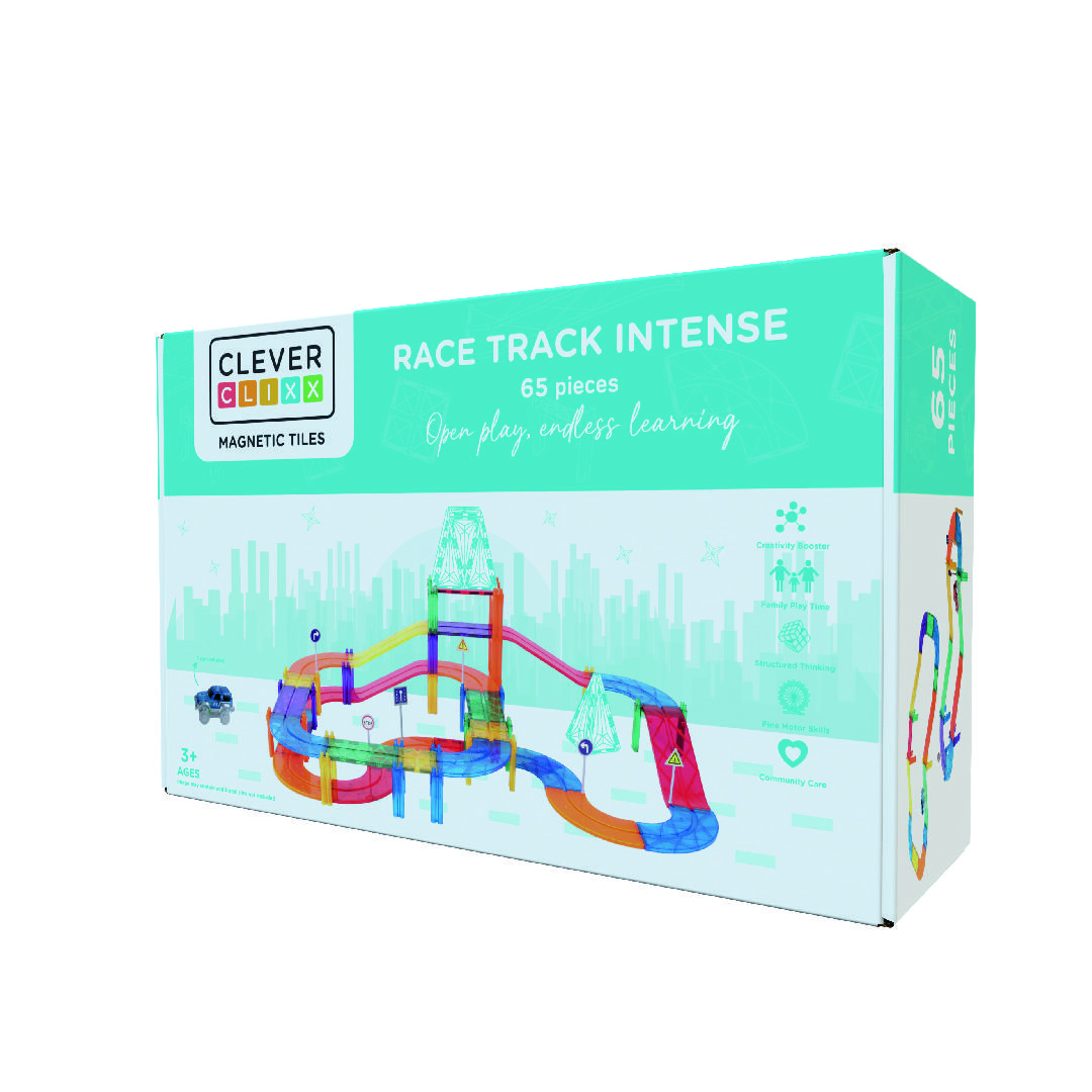 Cleverclixx Race Track Intense / Magnetbaustein Autobahn-Bausatz - 65 Teile 0625.00.002496