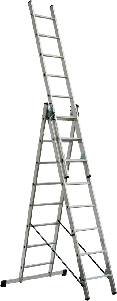 Aluminium-Vielzweck-Leiter mit 3x 8 Sprossen, Erreichbare Arbeitshöhe 5512 mm als Anlegeleiter