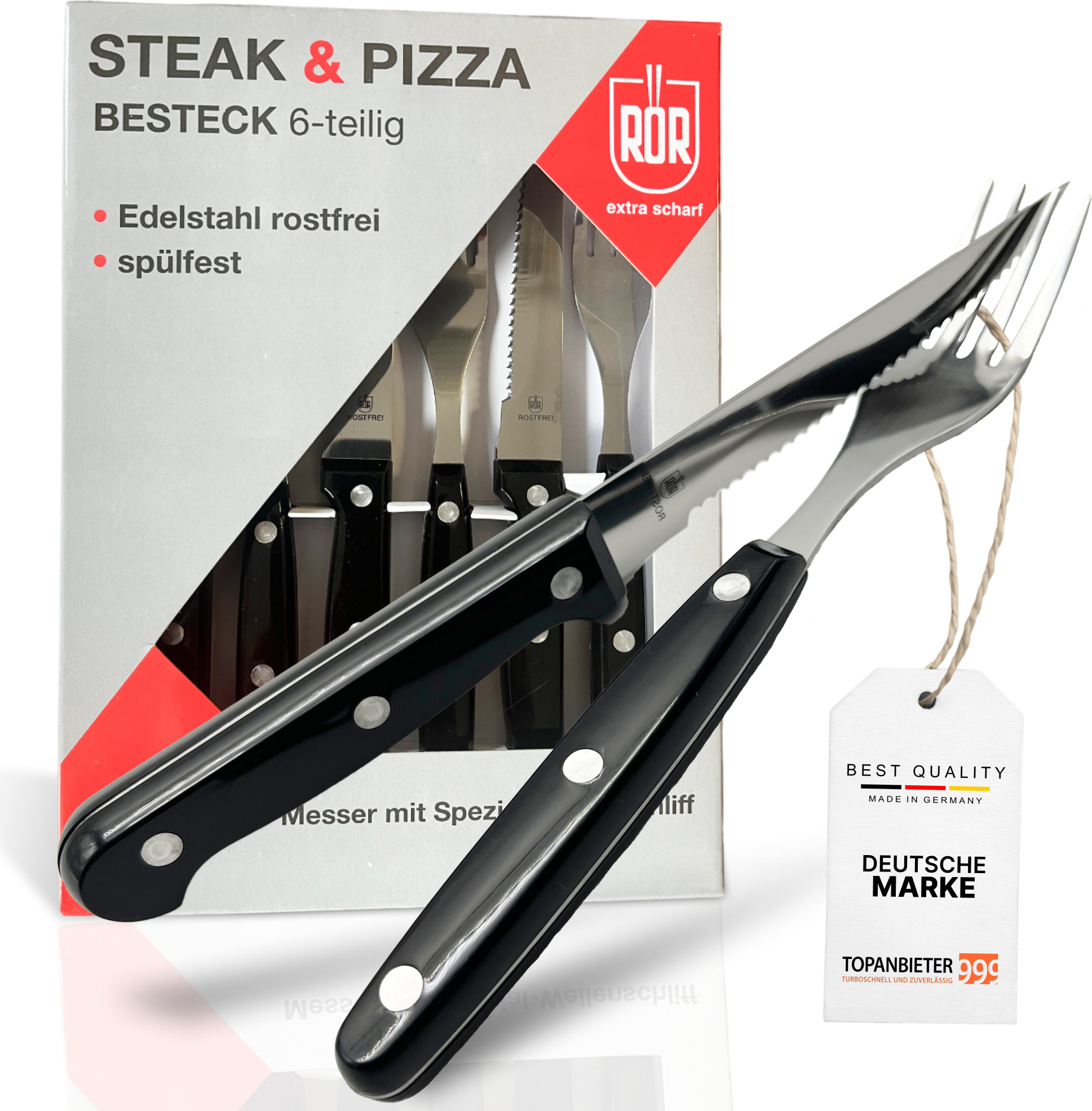 Topanbieter999 TOPANBIETER 999 Besteckset 6-tlg. Pizza Steak hochwertig Edelstahl rostfrei