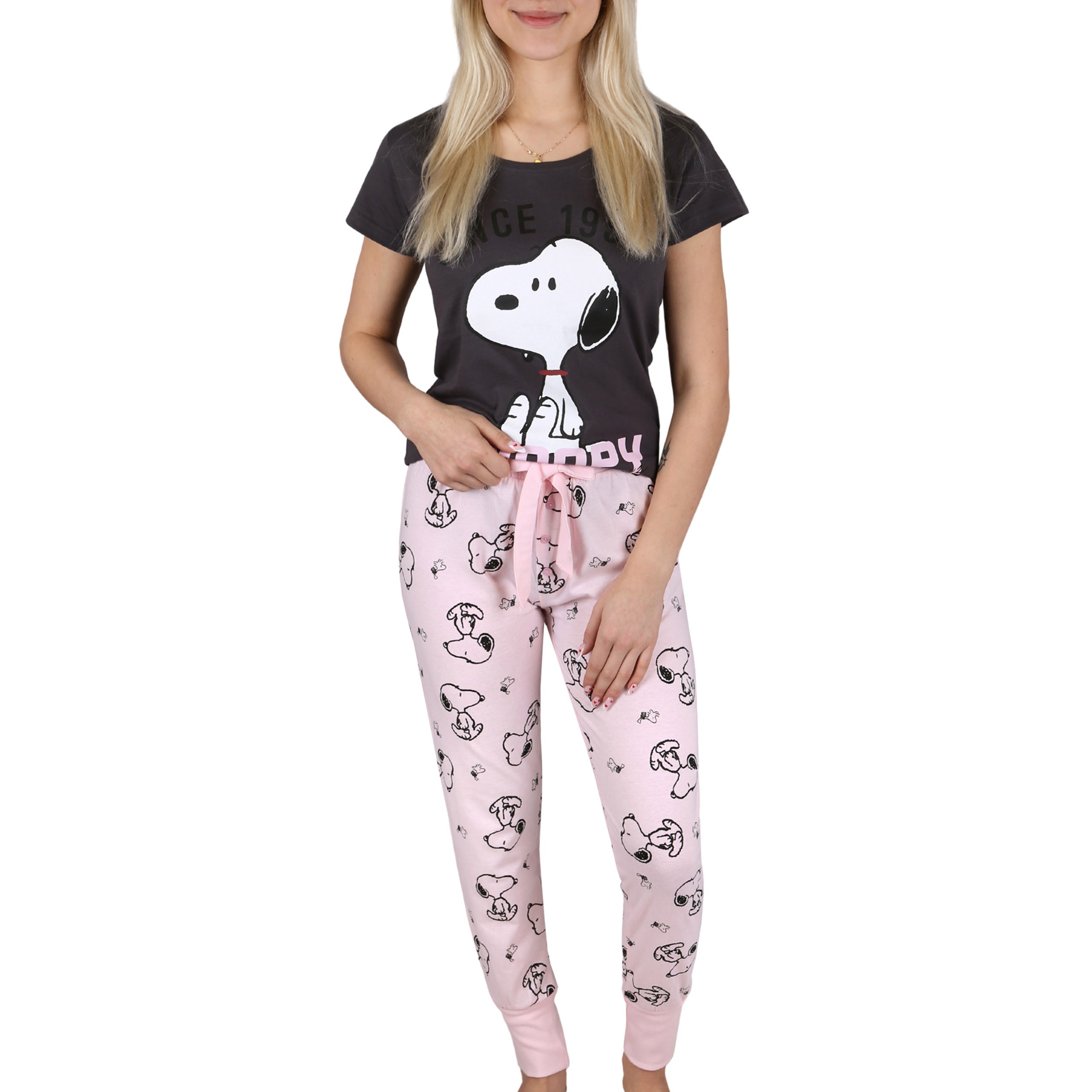 Snoopy Grauer und rosa | Pyjama-Sets