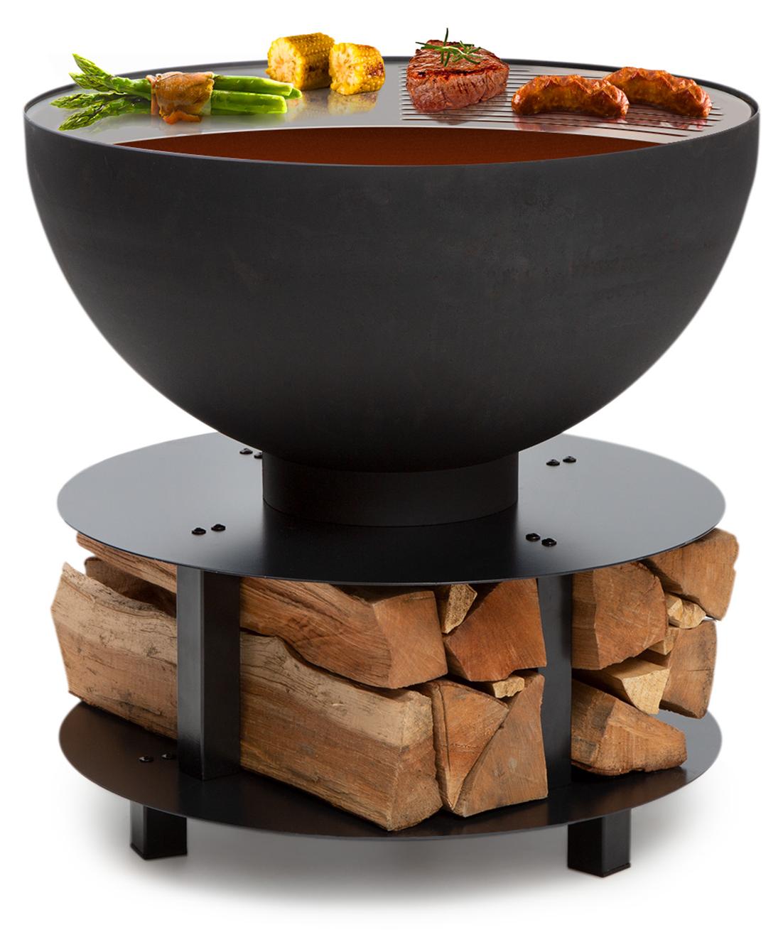 Blumfeldt Feuerschale, Tragbare Feuerschalen für den Garten, Outdoor Feuerstelle, Feuerschalen mit Grillrost, Feuerschale Groß, Gartenfeuerschale für Balkon & Terrasse, 60 x 56 x 60 cm 173