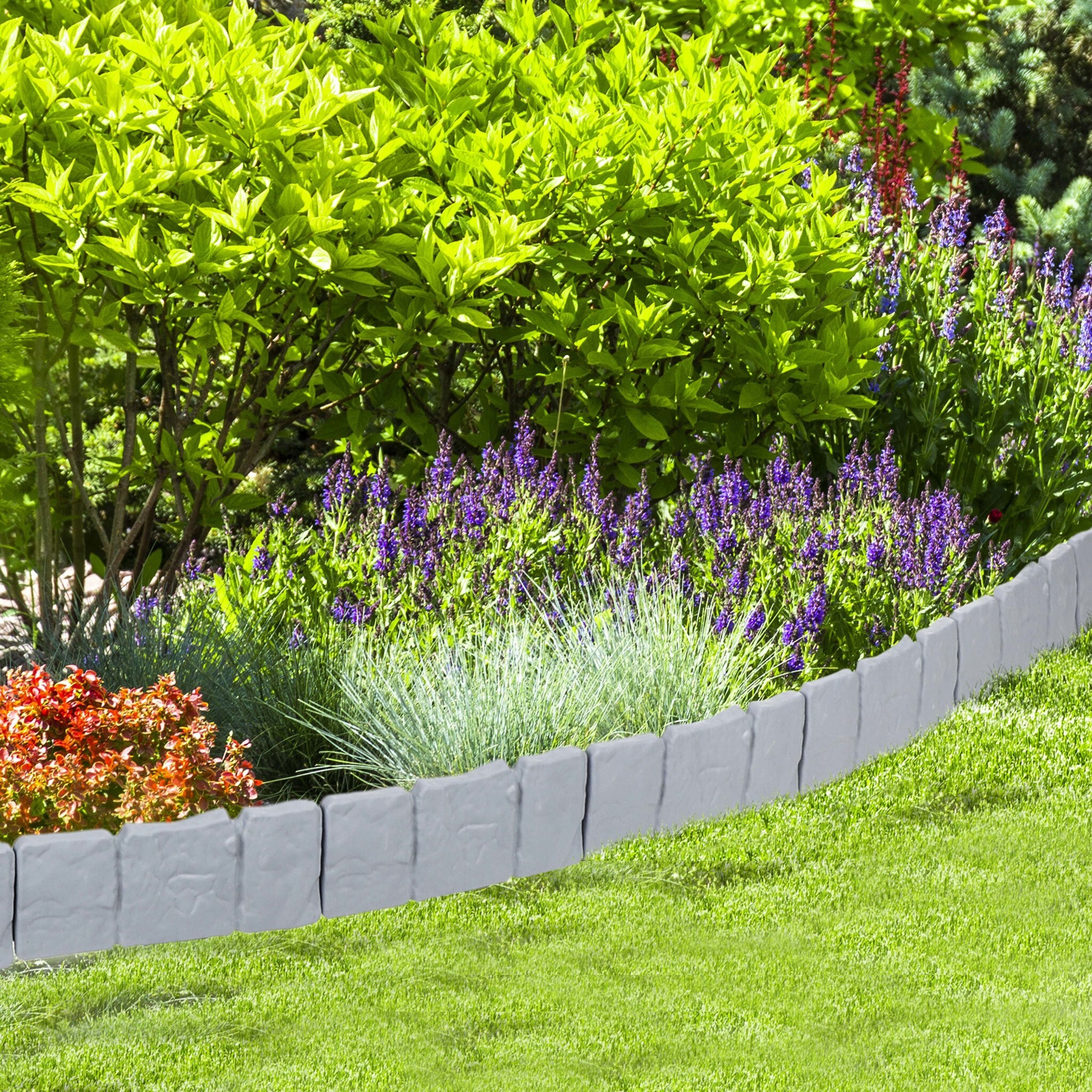 Haushalt International Beetumrandung Beeteinfassung Steinoptik 15,3m 60tlg 941576