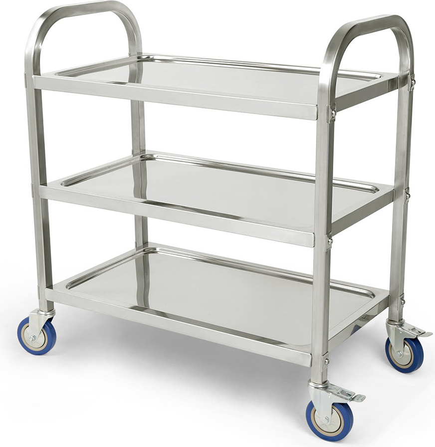 WYCTINServierwagen Edelstahl 3 Borde Küchenwagen Transportwagen Teewagen Abräumwagen 463529