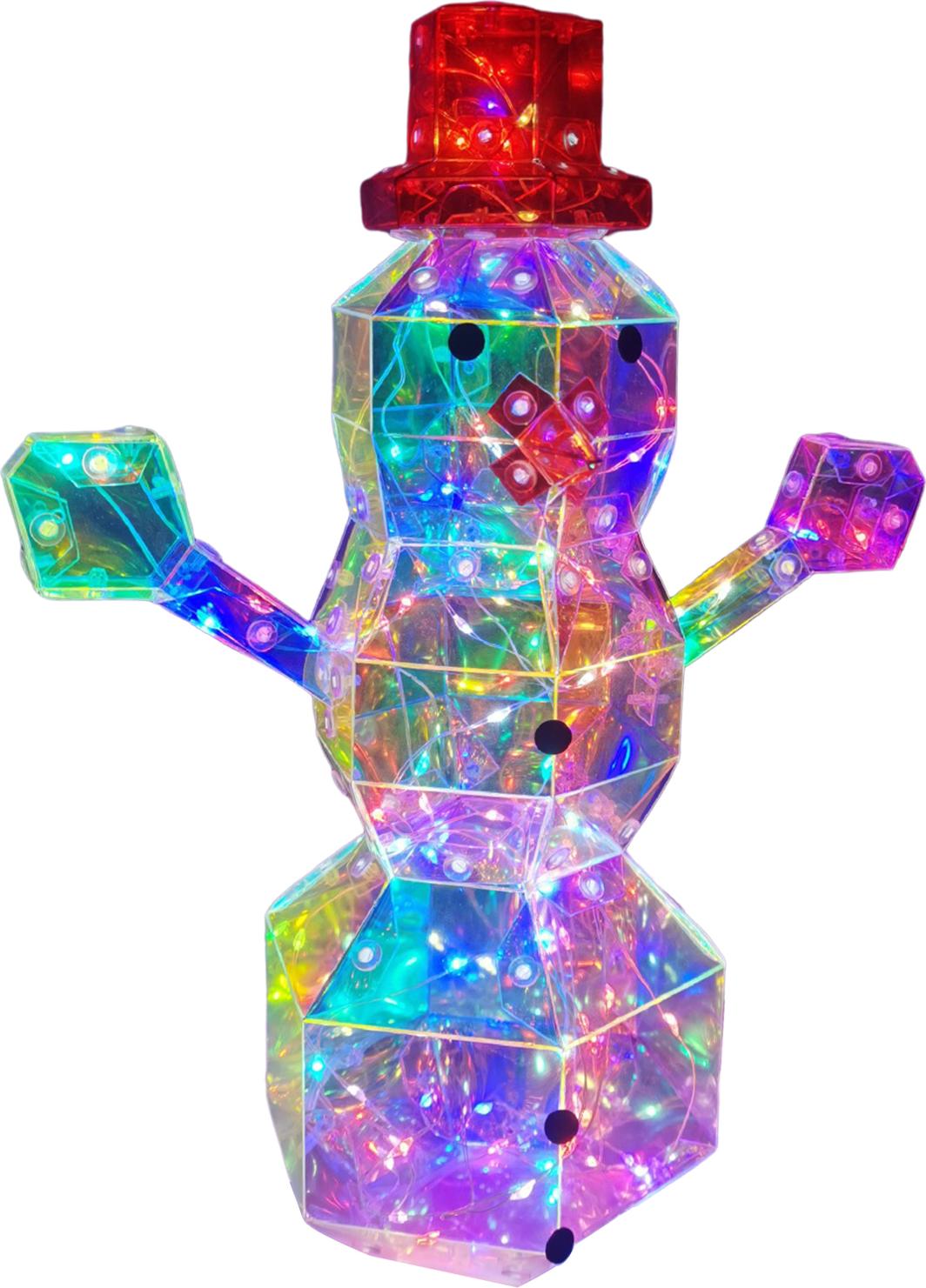 Essen Weihnachts-Prismatische, schillernde Schneemann-Ornamente, LED-Leucht-Schneemann-Figur, USB-betriebene Tischdekoration für die Feiertagsdekoration 4262983@Essen