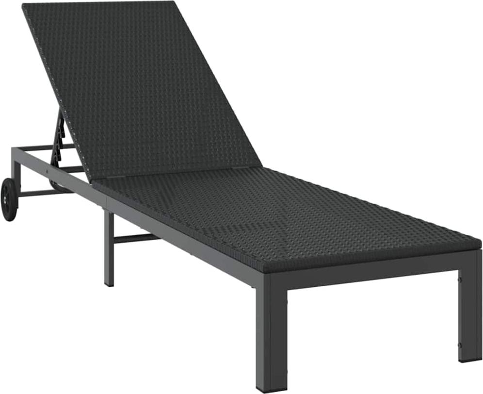 Sonnenliege 1-Person Schwarz 60 x 200 x 27cm Poly-Rattan