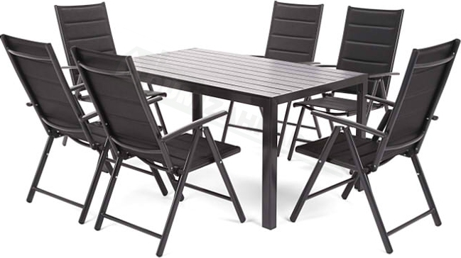 Záhradný nábytok Ibiza Alu Black / Black 6+1