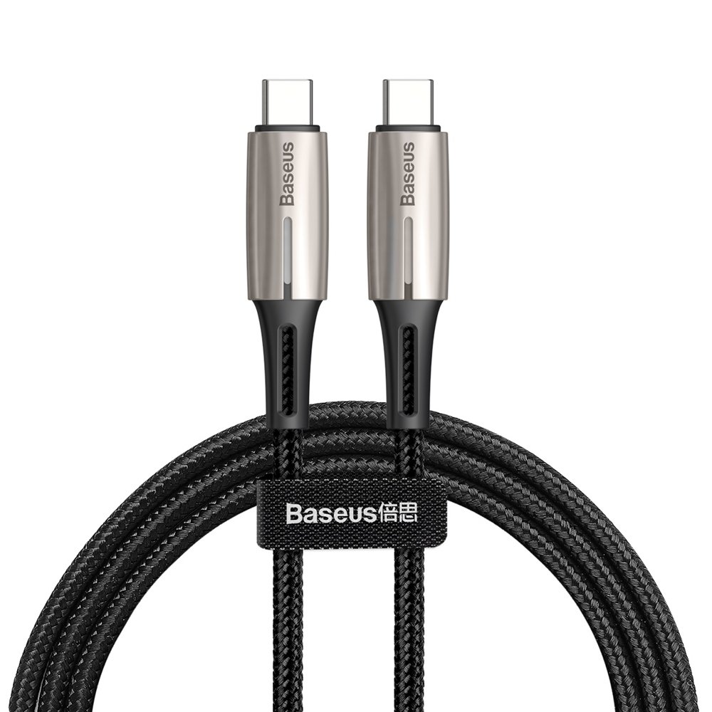 Baseus Wassertropfen Strapazierfhiges Nylonkabel USB-C PD2.0 60W 20V 3A QC3.0 1M Schwarz (CATSD-J01)
