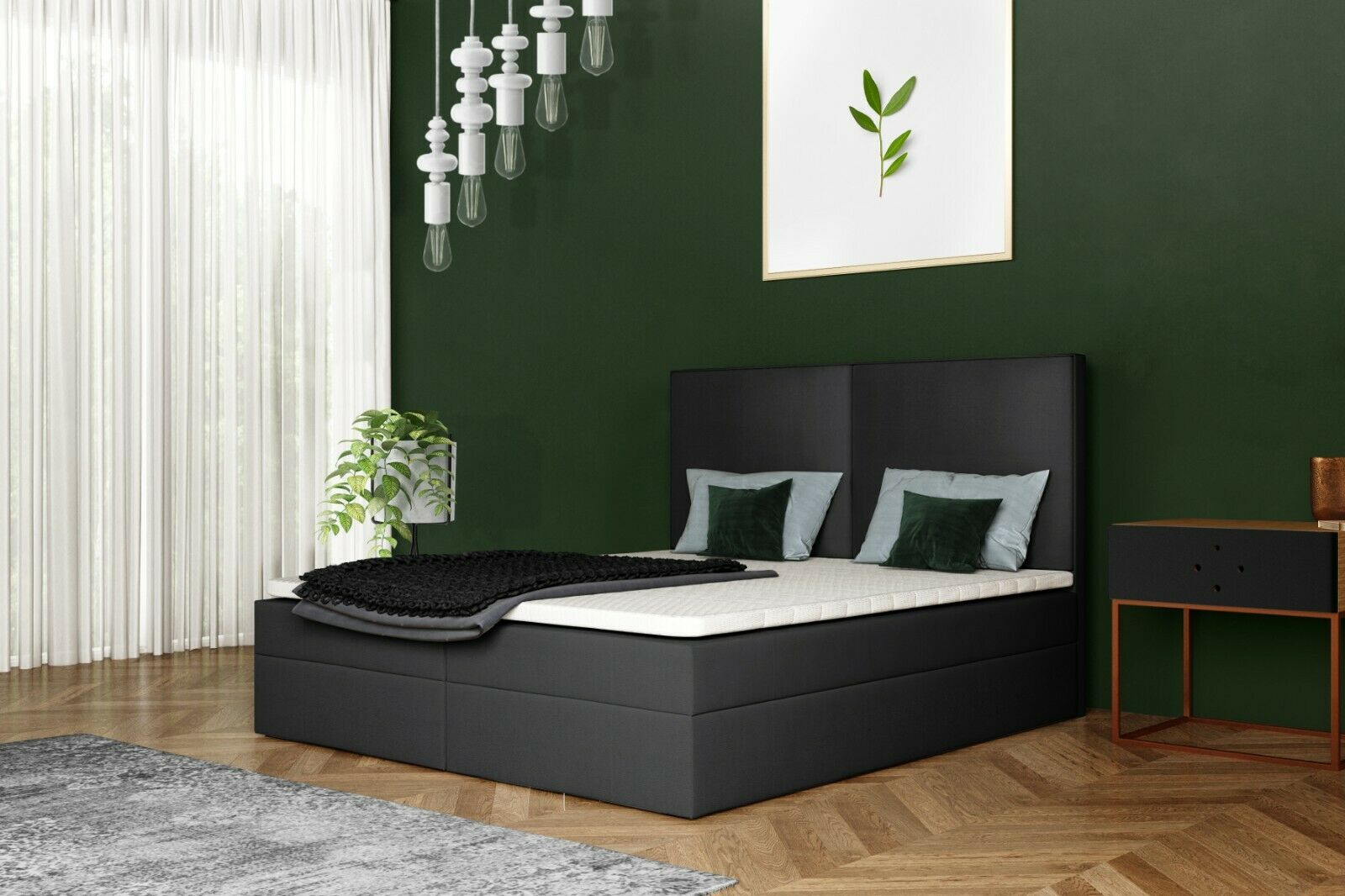 Skriňová posteľ Grekpol Torino 140x200cm s matracom TFK H3 a topperom, čalúnená posteľ s podnožou Tkanina: Amor Velvet 4321