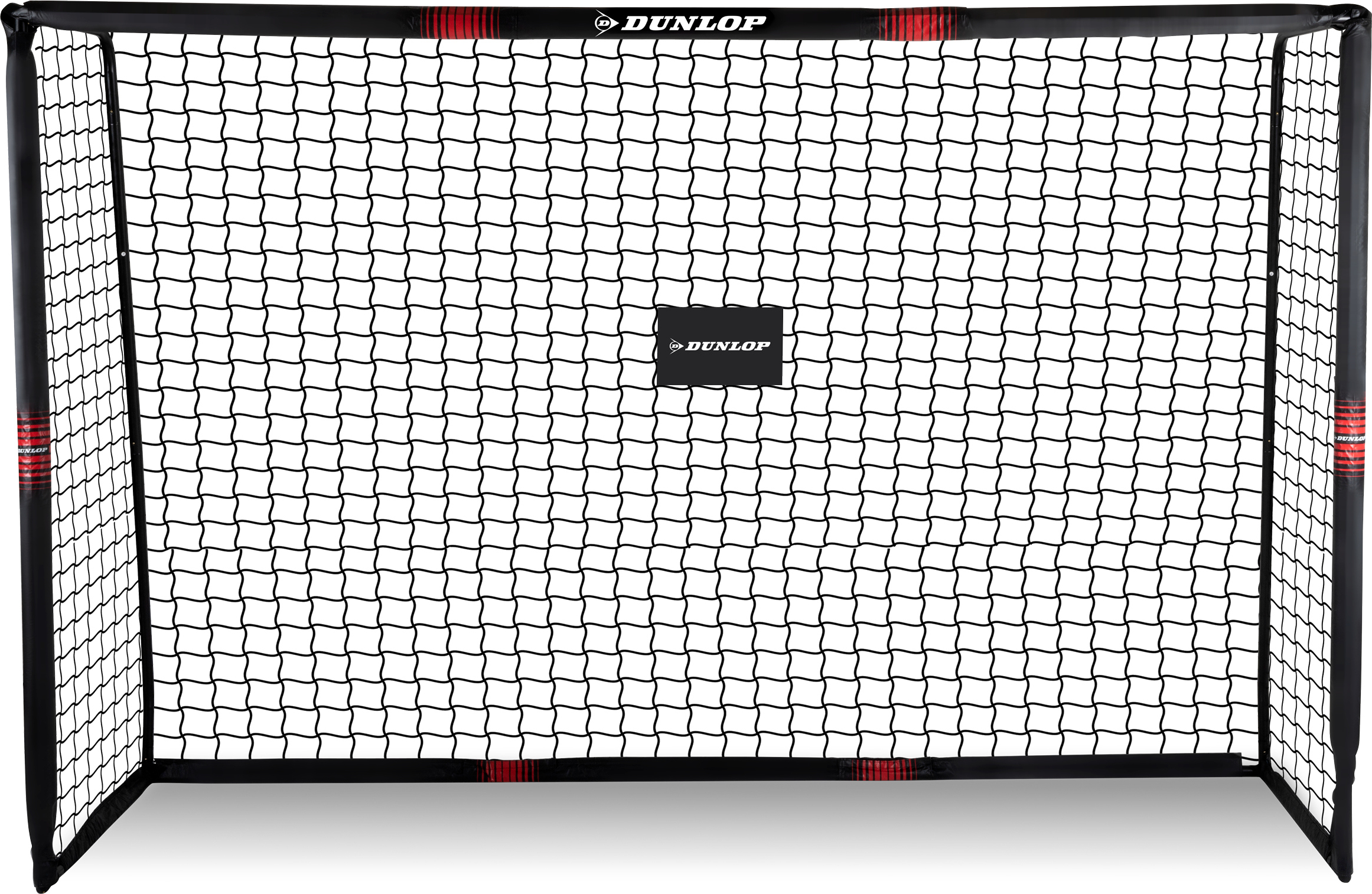 Dunlop Fußballtor - Fussballtor 240 x 160 x 85 cm - Fußball Tor - Fussballtore für Garten Kinder und Erwachsene - Fussball Trainingszubehör für Innen und Außen - Metall - Schwarz/Rot