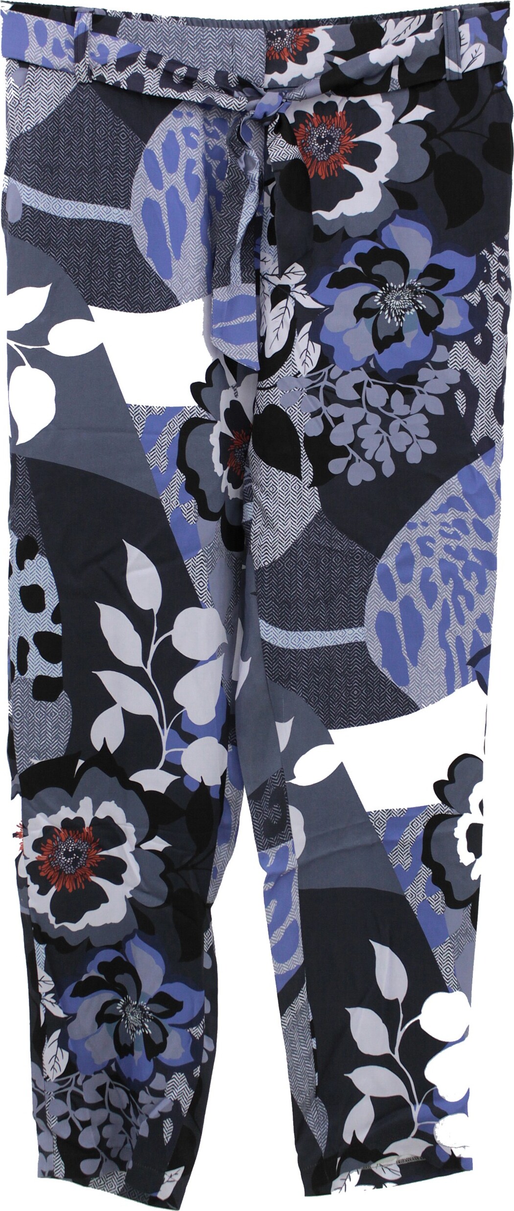 23132 Gerry Weber, Edition Neo, klassische Damen Hose, microfaserartige Viskose, blau weiß schwarz, D 40 Inch 31 L 32