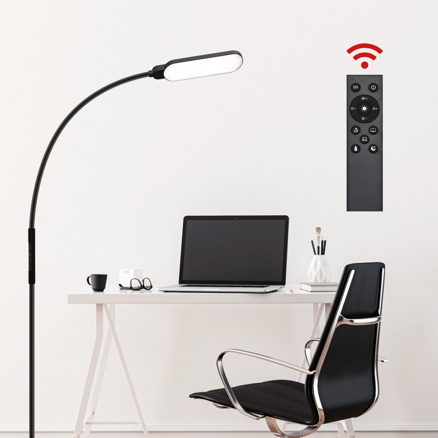 keepgogo Stehlampen, Standleuchten, LED Stehlampe Dimmbar, 5 Farbtemperaturen & 9 Helligkeiten, Stehleuchte mit Berührungssteuerung, Leselampe, Bodenlampe