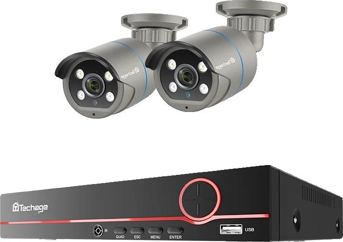 Bezpečnostný kamerový systém, rozlíšenie 4 MP, AI rozpoznávanie tváre, 8CH NVR a 2 kamery, 1T