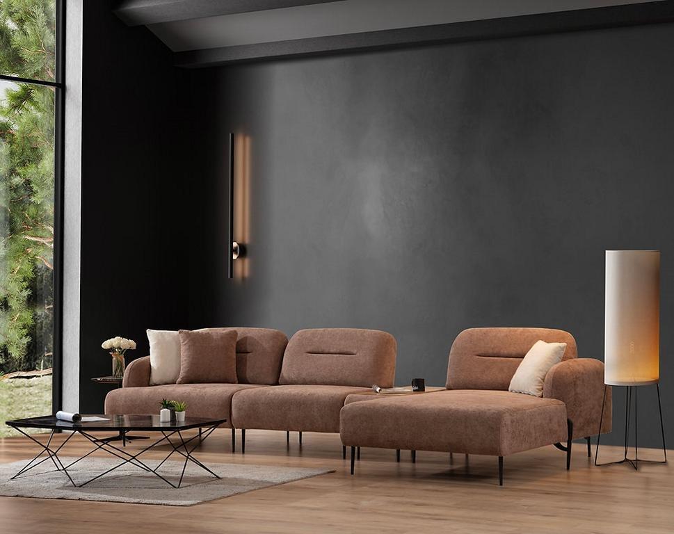 Wohnzimmer Braune Ecksofa Designer Polster Wohnlandschaft
