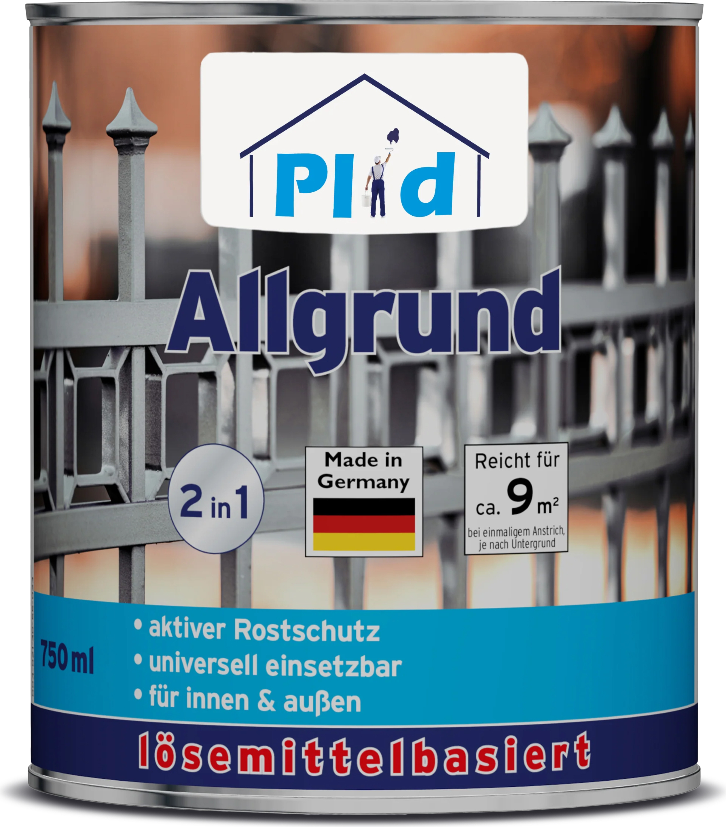 Plid Rostgrundierung 2,5L, Weiß für ca. 23m² /Aktiver Rostschutz Grundierung Nicht angegeben.