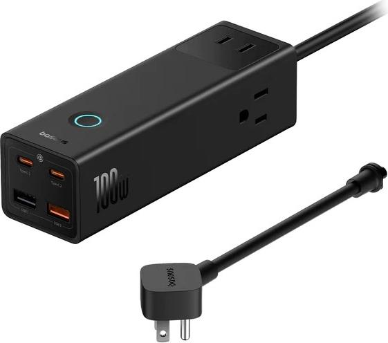Sieťová nabíjačka Baseus PowerCombo Pro Powerstrip, pre USA 110V, rýchle nabíjanie 100W, 3 x AC, 2 x USB Type-C výstup 5V/3A, 2 x USB, dĺžka kábla 1,5 m, čierna