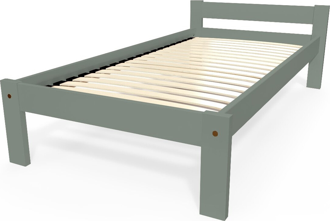 ABC MEUBLES Bett 90x190 Simply aus Buche - Grau SIMPLY90