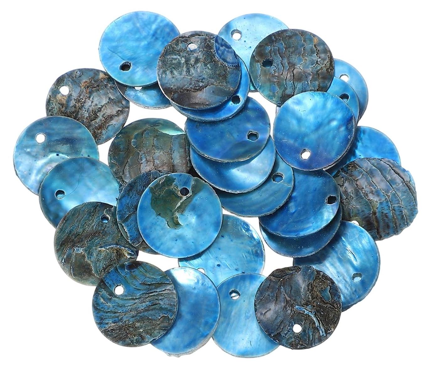 Markenlos Capiz Muscheln - Runde Dekomuscheln - Bastelbedarf und Dekoration - 30 Stück 15 cm / 6 Zoll Blau