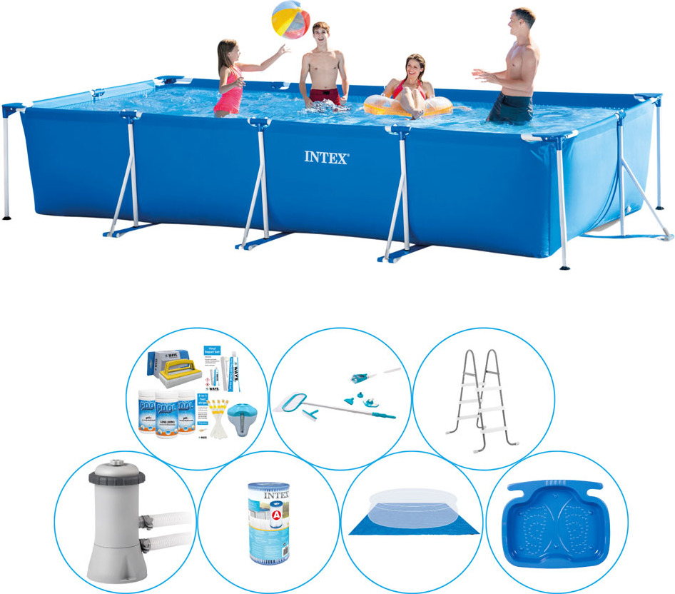 Intex Rámový bazén obdĺžnikový 450x220x84 cm - 8-dielny - balenie bazénov All-in-1