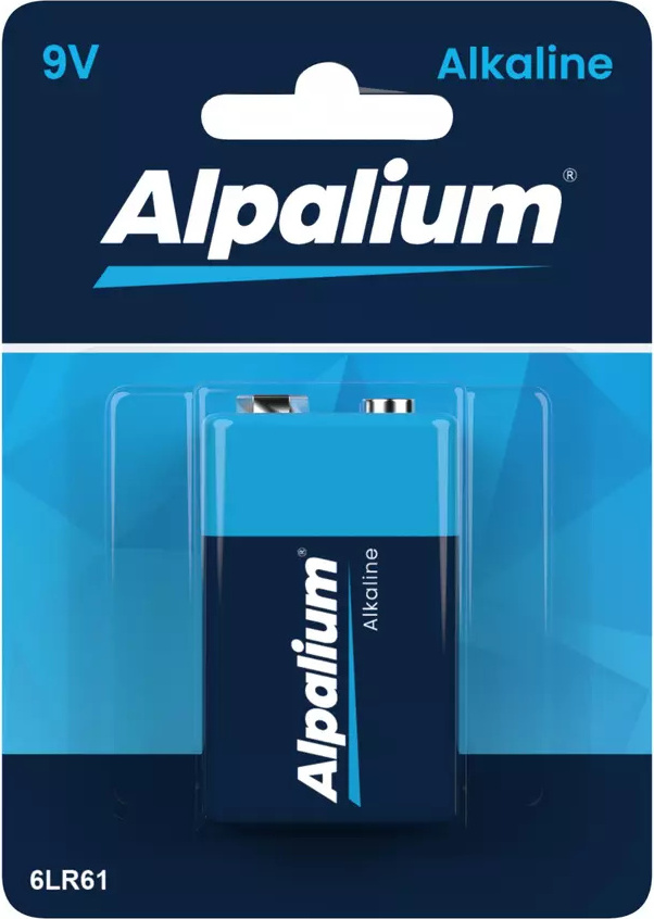 Alpalium Batterien, 9V 1er Pack, Markenqualität, 6LR61, Alkaline, 1,5V