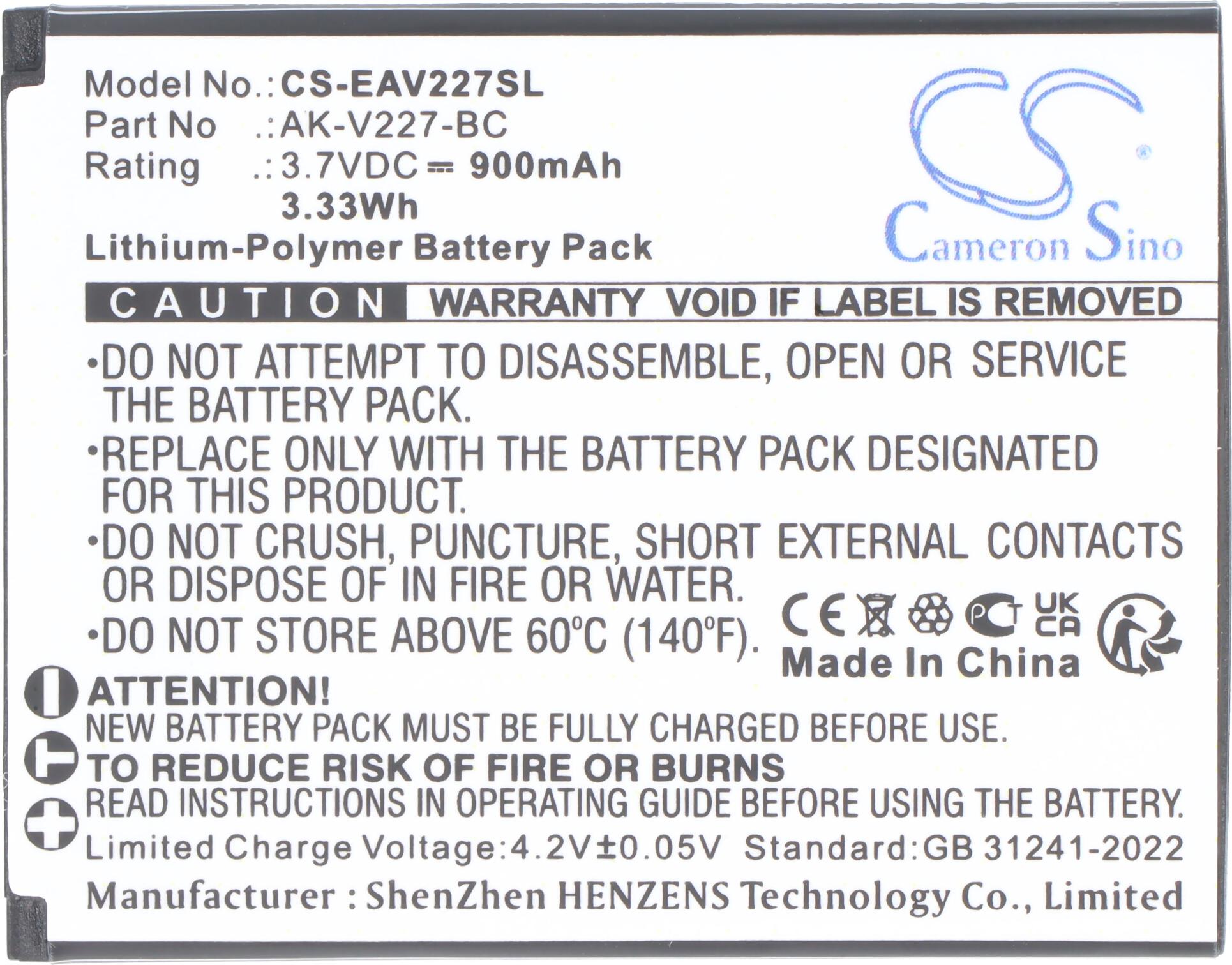 AccuCell Akku passend für Emporia SIMPLICITYglam 4G V227 Li-ion 3,7V 900mAh 3Wh, 54x42x5mm 13493