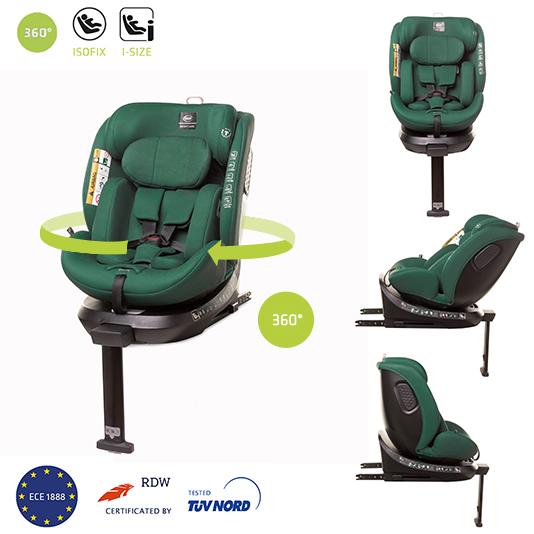 360° ENZO-FIX Prémiová detská sedačka Isofix so stabilizačnou nohou I-Size s RWF do 105 cm Detská sedačka, ktorá rastie s dieťaťom