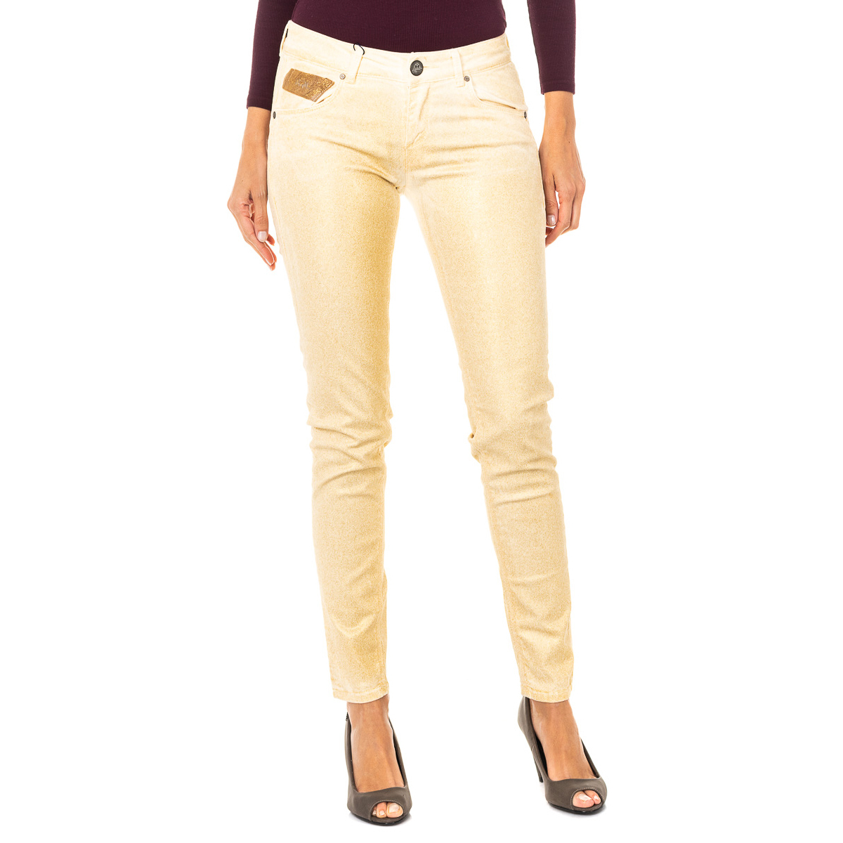 La Martina Stretchhose mit glänzendem Effekt und schmal geschnittenen Säumen HWT012 Damen