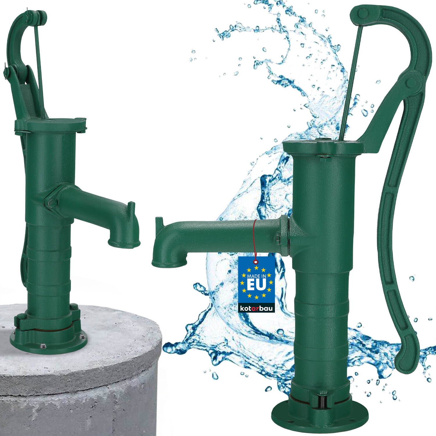 KOTARBAU® Schwengelpumpe Gartenpumpe Handschwengelpumpe Wasserpumpe Brunnenpumpe Handpumpe Gusseisen Grün Vintage
