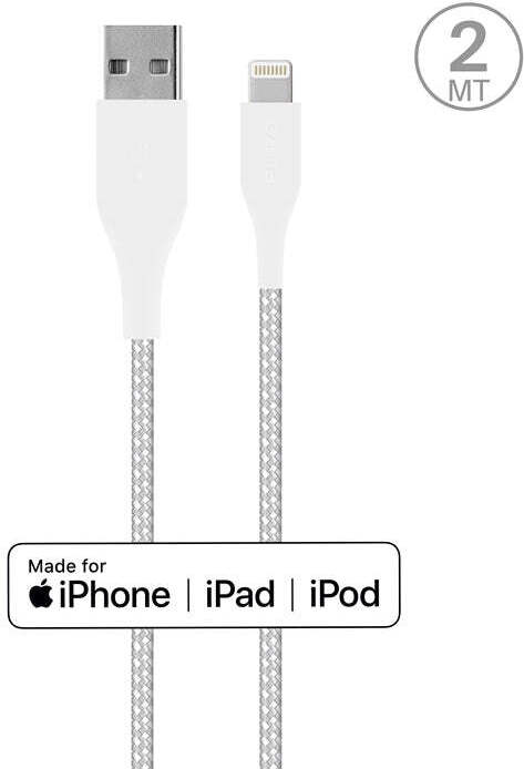PURO Fabric Ultra Strong - odolný opletený kábel USB-A / Lightning MFi 2 m (biely)