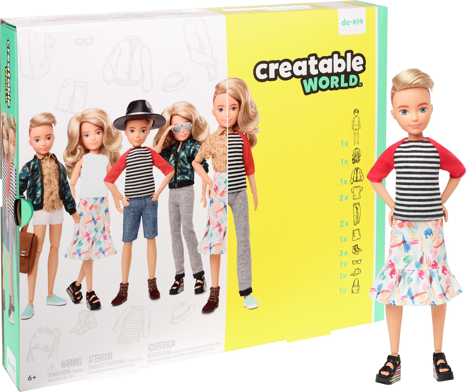 Creatable World Deluxe Charakter Set, individuell gestaltbare Puppe mit blonden, welligen Haaren GGT67