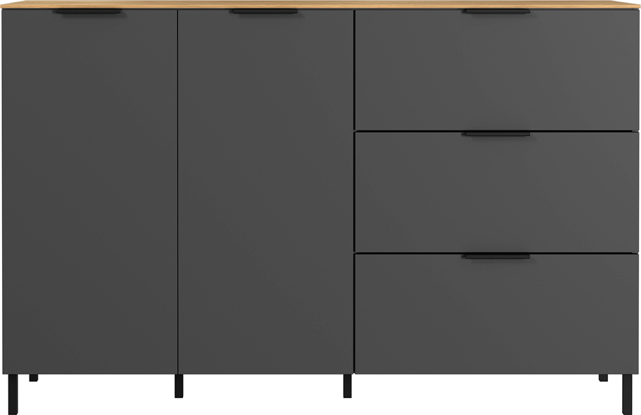 Sideboard RIOS-01 in graphit mit Navarra Eiche Nb., B/H/T: ca. 151/98/40 cm