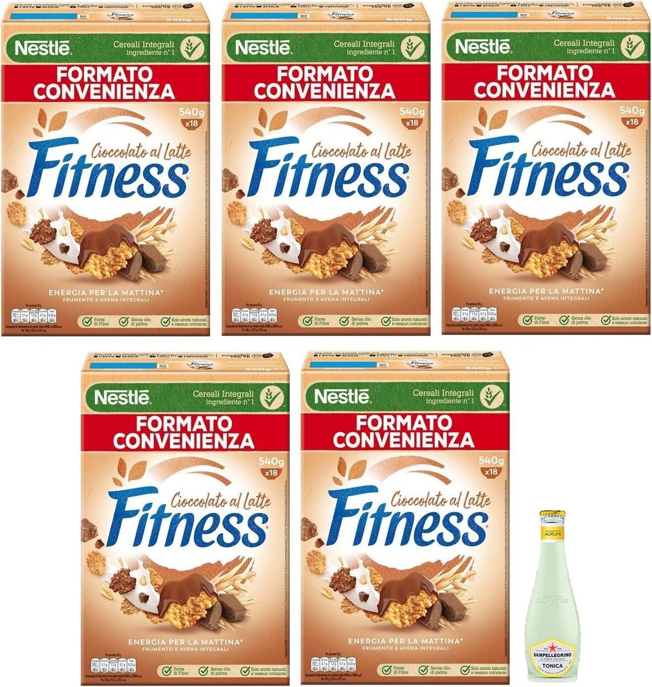 5 x Nestlé FITNESS Vollkornprodukte mit Milchschokolade, Maxi-Format 540 g + 1 x San Pellegrino Tonica Zitrusfrucht 20cl S1-7D33-5850