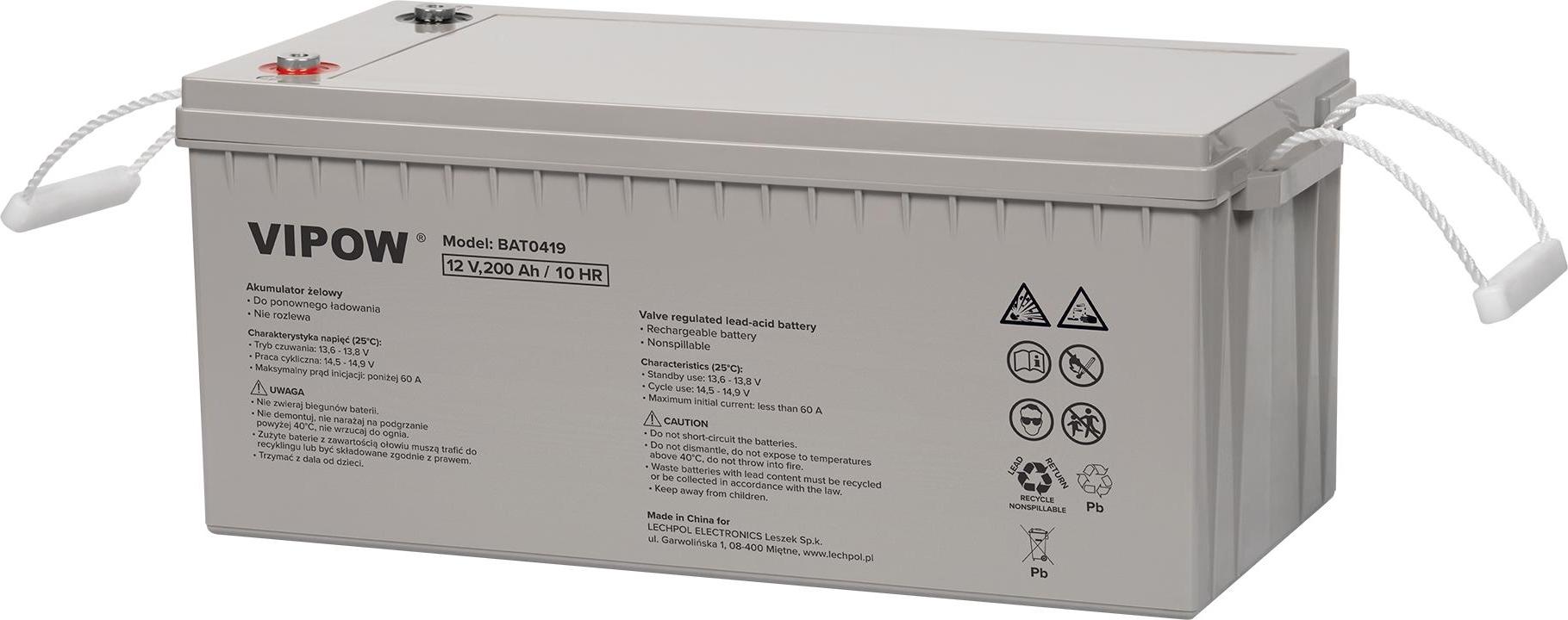 Krüger&Matz Vipow Gel-Batterie 12V 200Ah – Zuverlässige Energiequelle für Notstrom- & Solaranwendungen